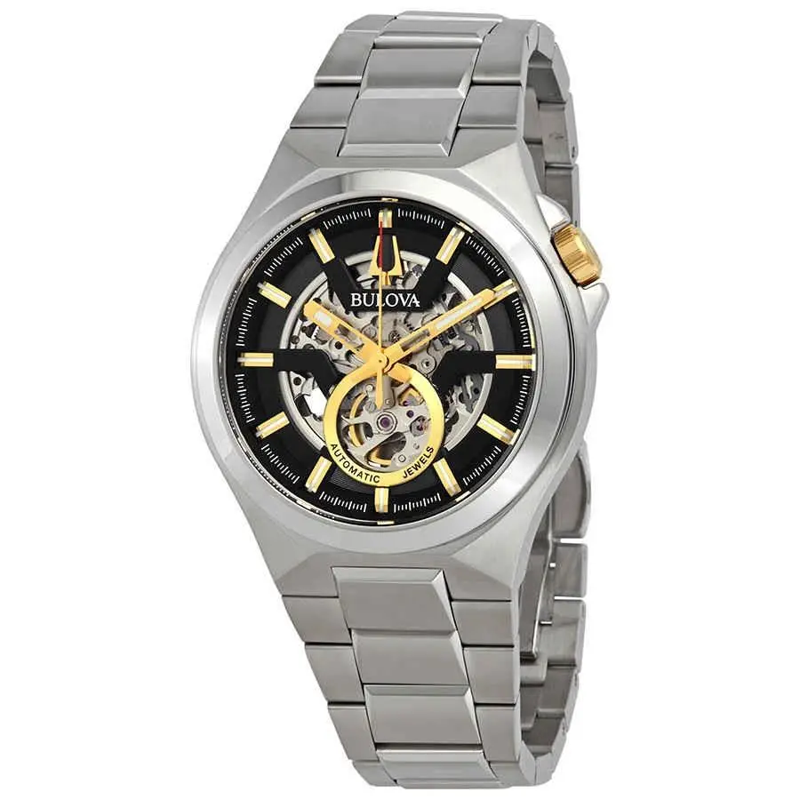 Maquina Black-skeleton Dial Automatic Men`s Watch 98A224 by Bulova