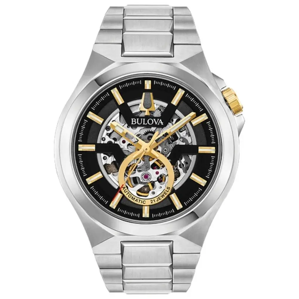 Bulova 98A224 Maquina Automatic 21 Jewels Full Skeleton Men`s Watch