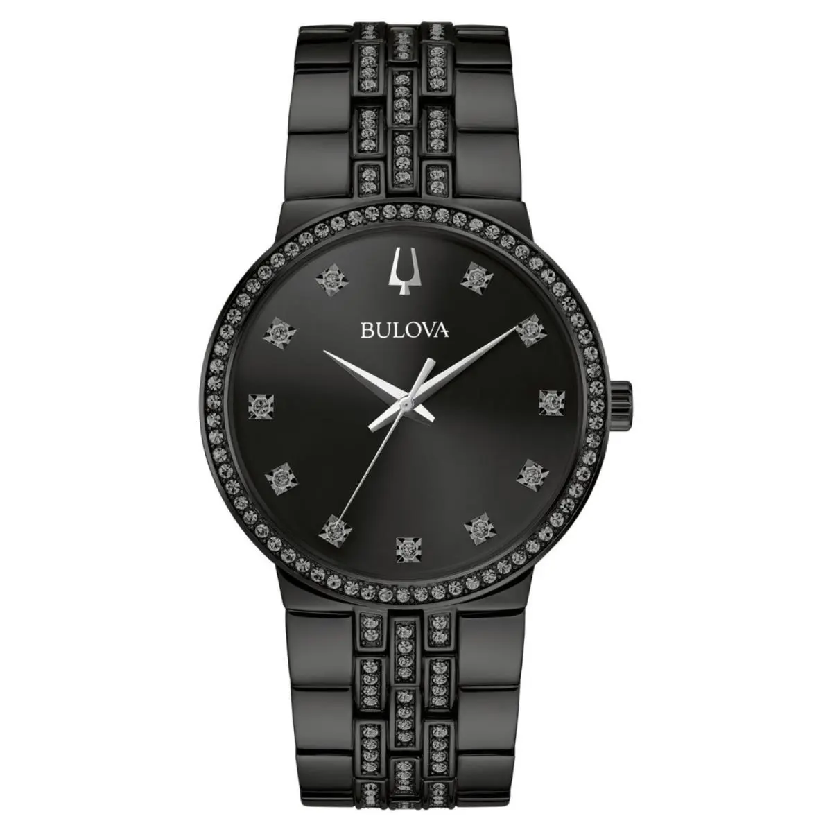 Bulova Men`s Gemmed Black Dial Watch - 98K116