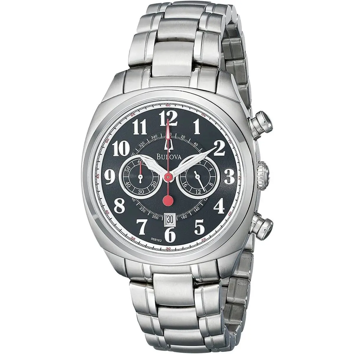 Bulova Adventurer Men`s Black Dial Chronograph Watch 96B162 Stainless Steel