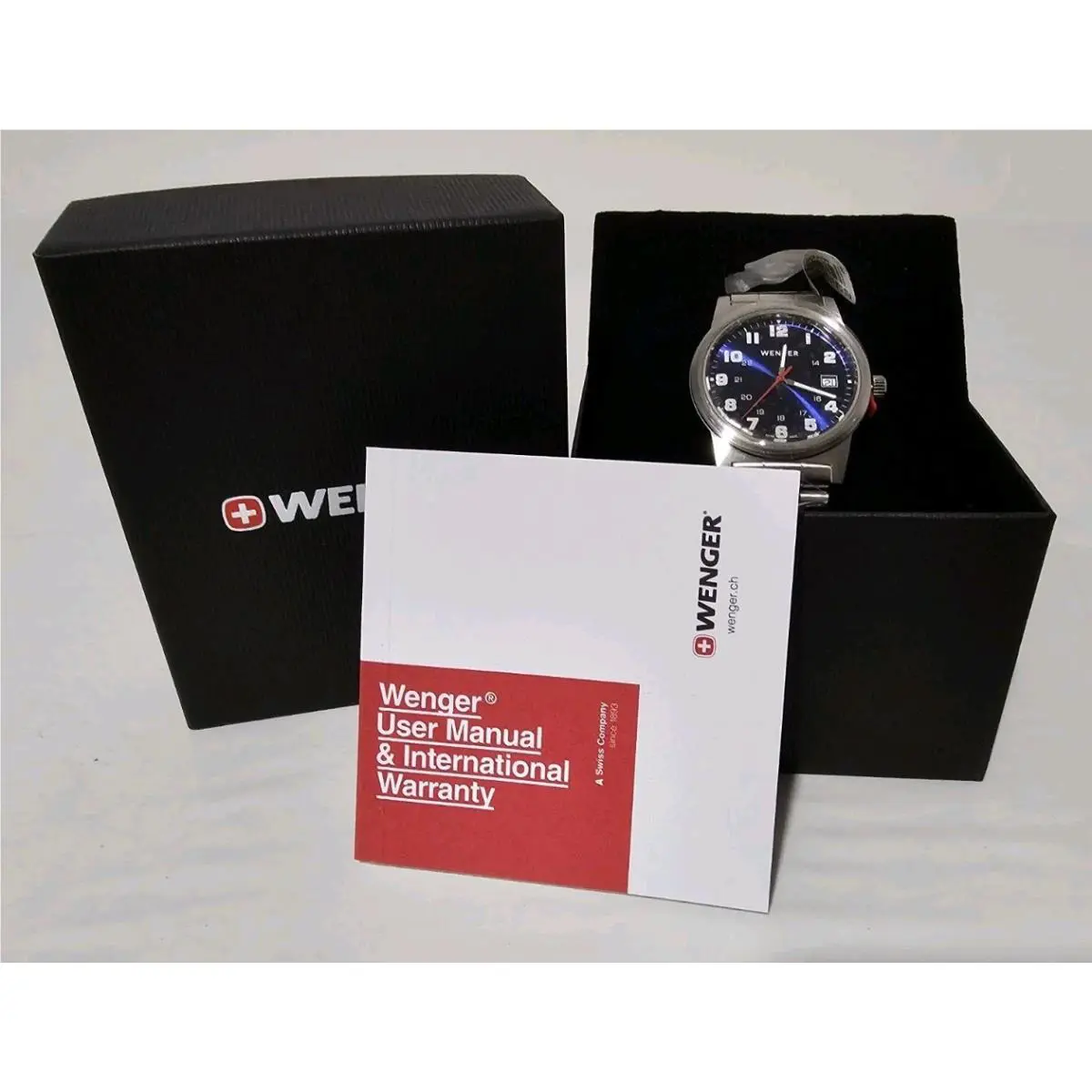 Wenger Stainless Steel Blue Dial 35mm Mens Watch Water Resistant