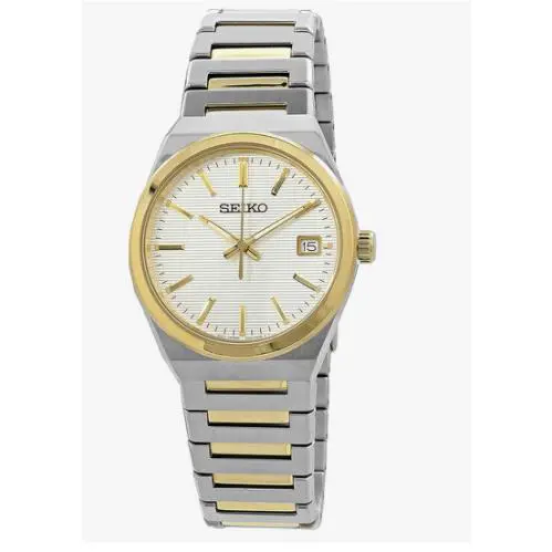 Seiko Essentials Classic Quartz White Dial Two-tone Men`s Watch SUR558P1