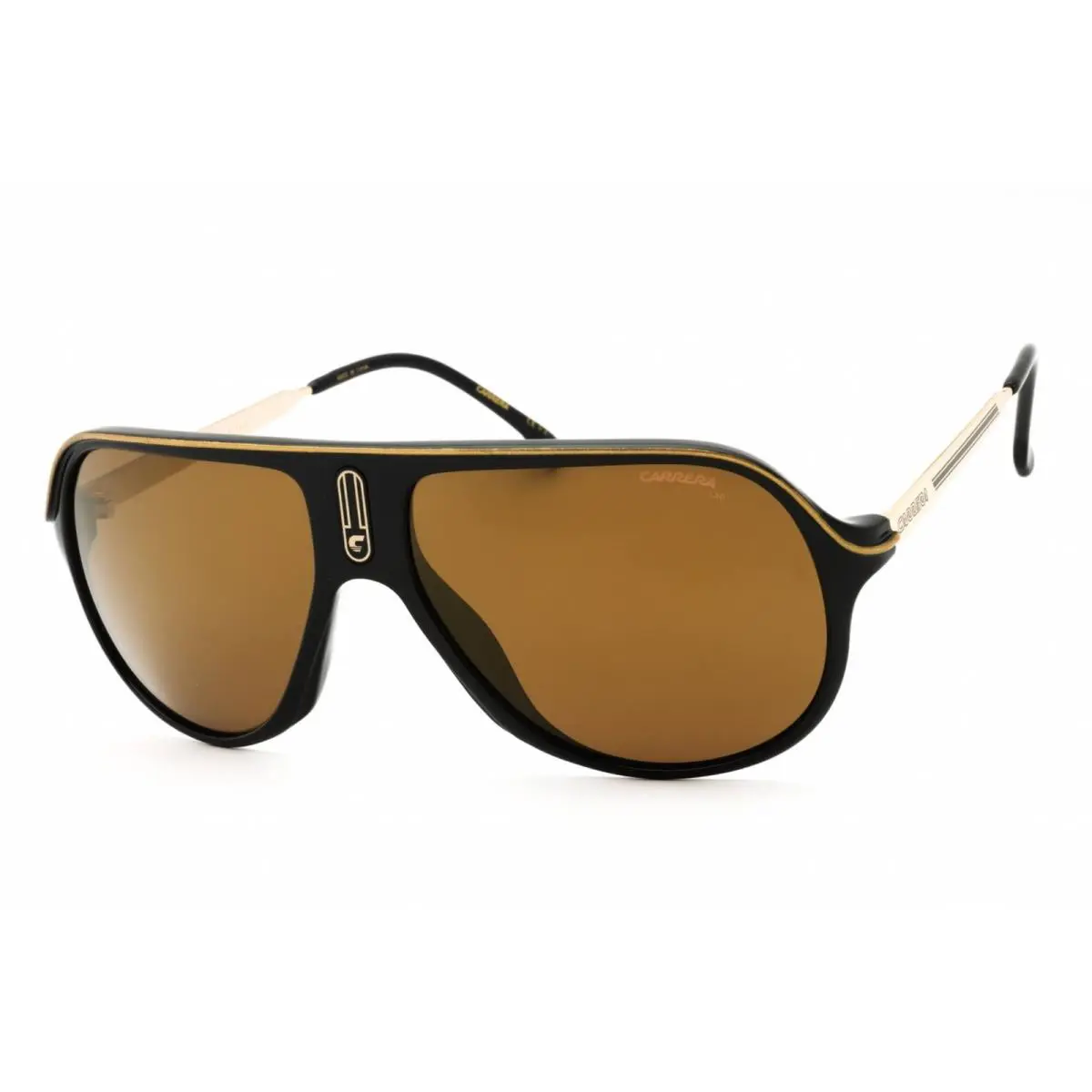 Carrera SAFARI65 N 02M2 YL Sunglasses Black Frame Gold Polarised Lenses 62mm