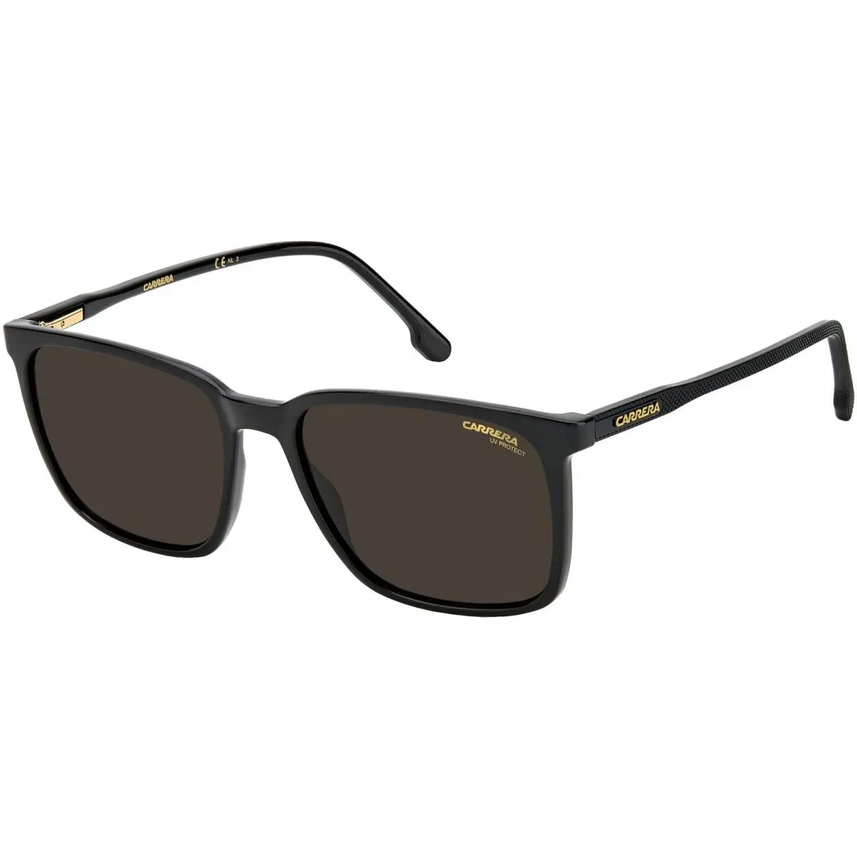 Carrera Men`s Black Square Sunglasses w/ Spring Flex Hinges - CA259S 0807 70 - Frame: Black, Lens: Brown