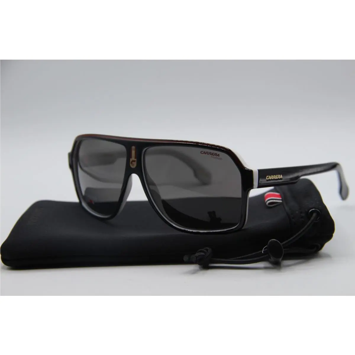 Carrera 1001/S 80SM9 Black White Polarized Sunglasses W/case 62-11