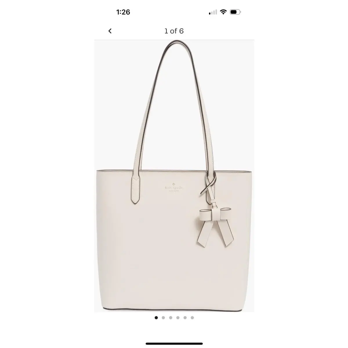 Kate Spade Brynn White Large Tote Bag Bow Dangle