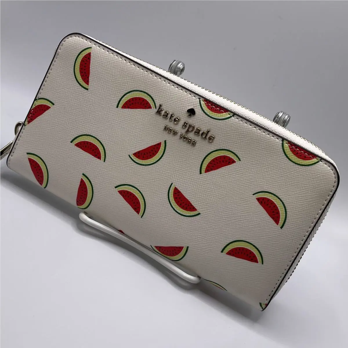 Kate Spade Staci Watermelon Party Large Continental Zip Around Wallet Cream New