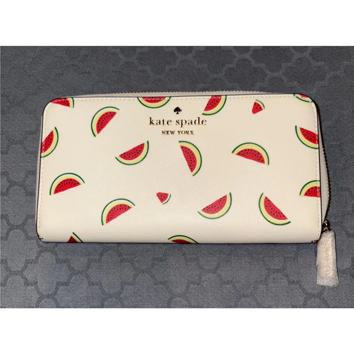 New Kate Spade Staci Watermelon Party Wallet Cream Multi KB551 Sz L Retails