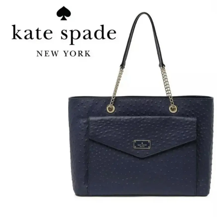 Kate Spade New York Halsey A La Vita Ostrich Leather Bag - French Navy