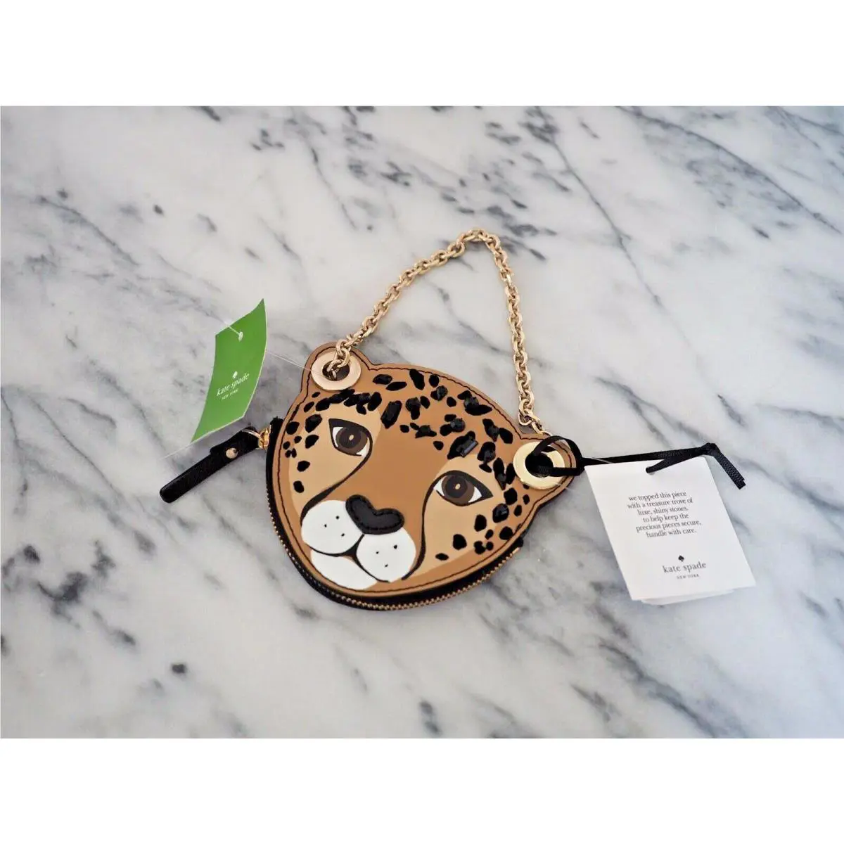 Kate Spade Leopard Coin Purse Run Wild Black Jewel w/ Tags