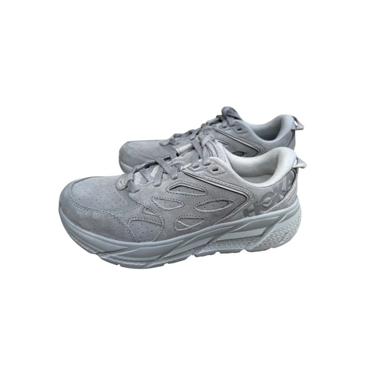 Hoka Clifton L Suede Running Shoes Unisex Adult 6.5W/5.5M Medium Width Gray