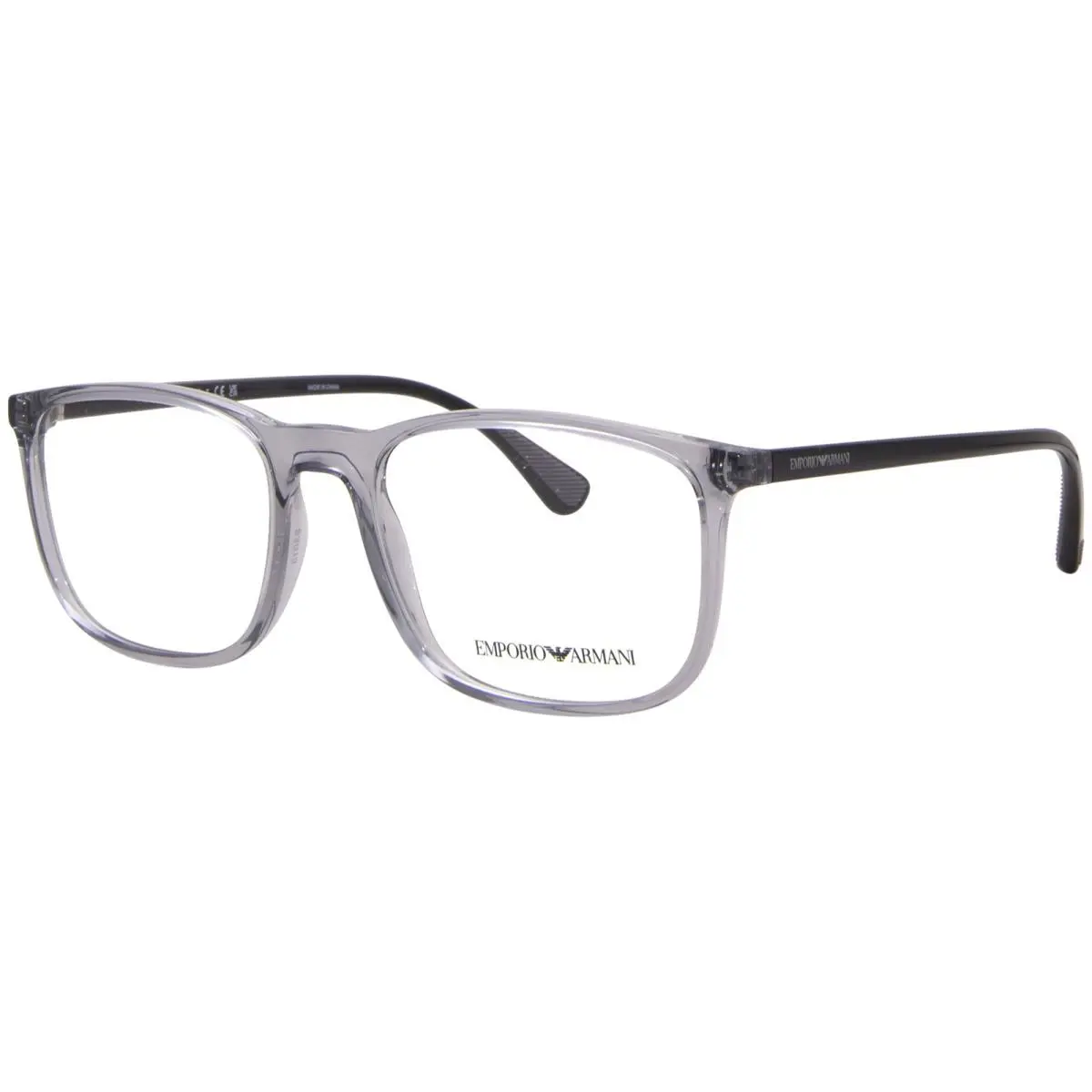 Emporio Armani EA3177 5090 Eyeglasses Frame Men`s Shiny Transparent Grey 53mm