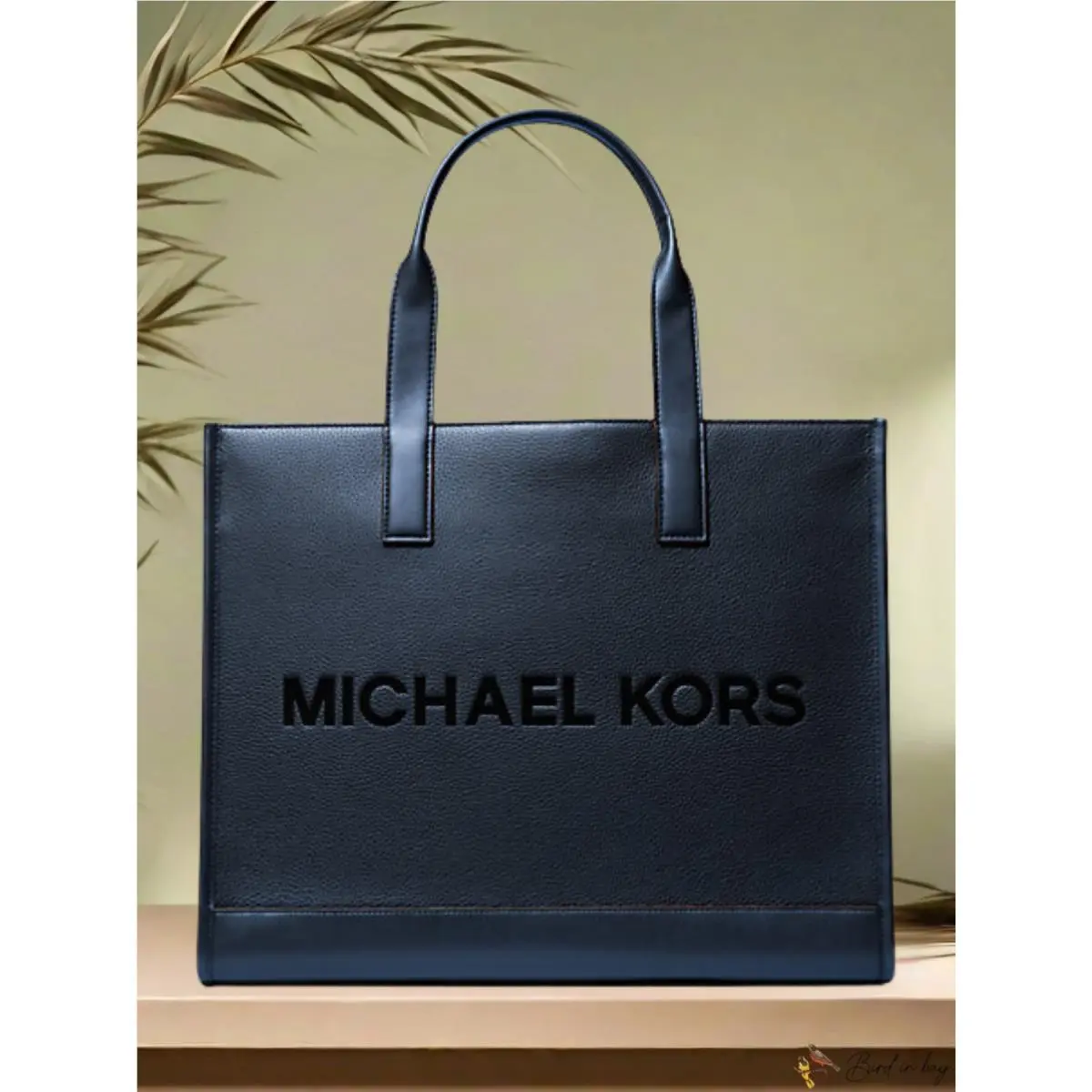 Cooper Men’s Women Logo Embossed Pebbled Leather Tote Bag Navy MK by Michael Kors