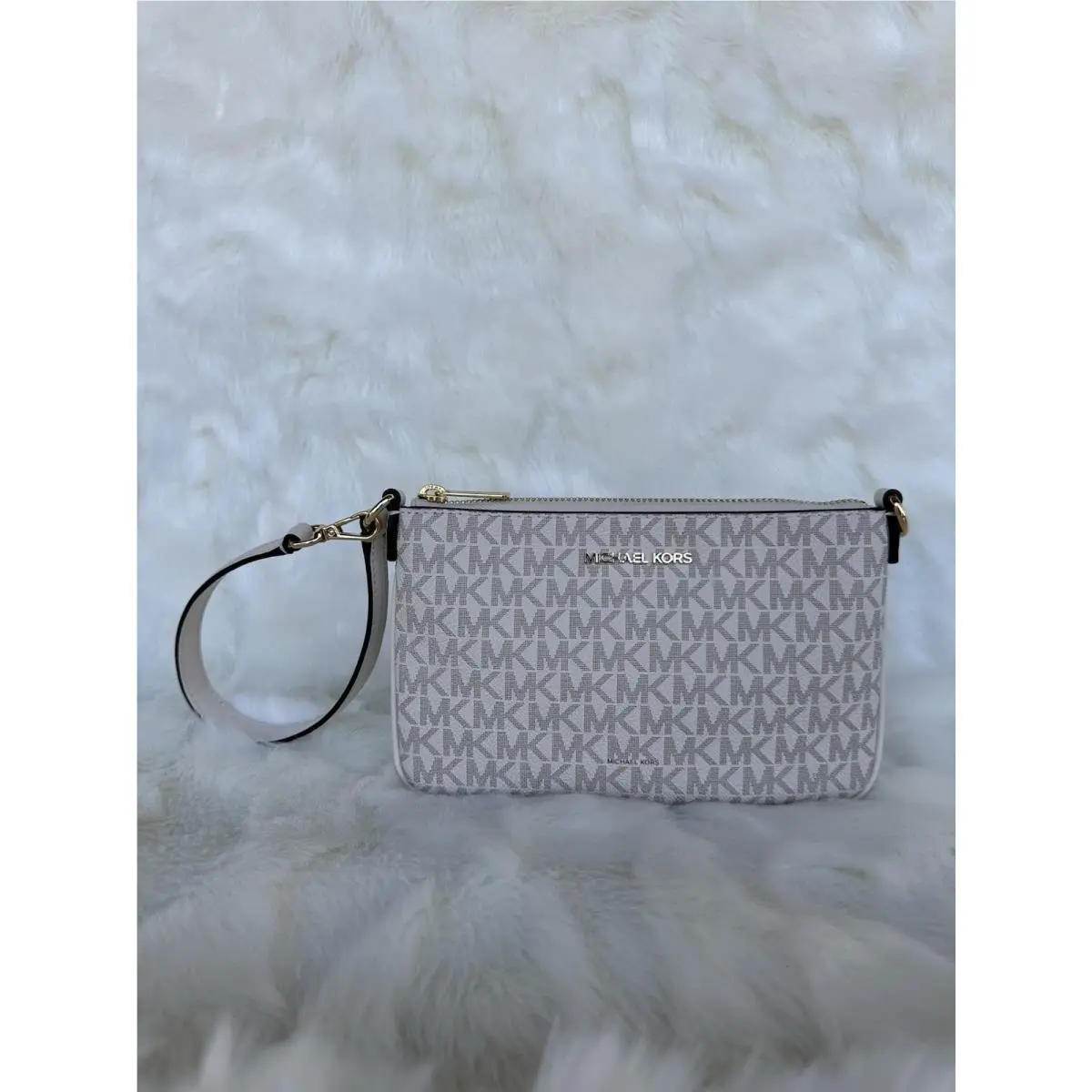 Michael Kors Jet Set Travel Small Convertible Pouch Wristlet - Lt Cream Multi
