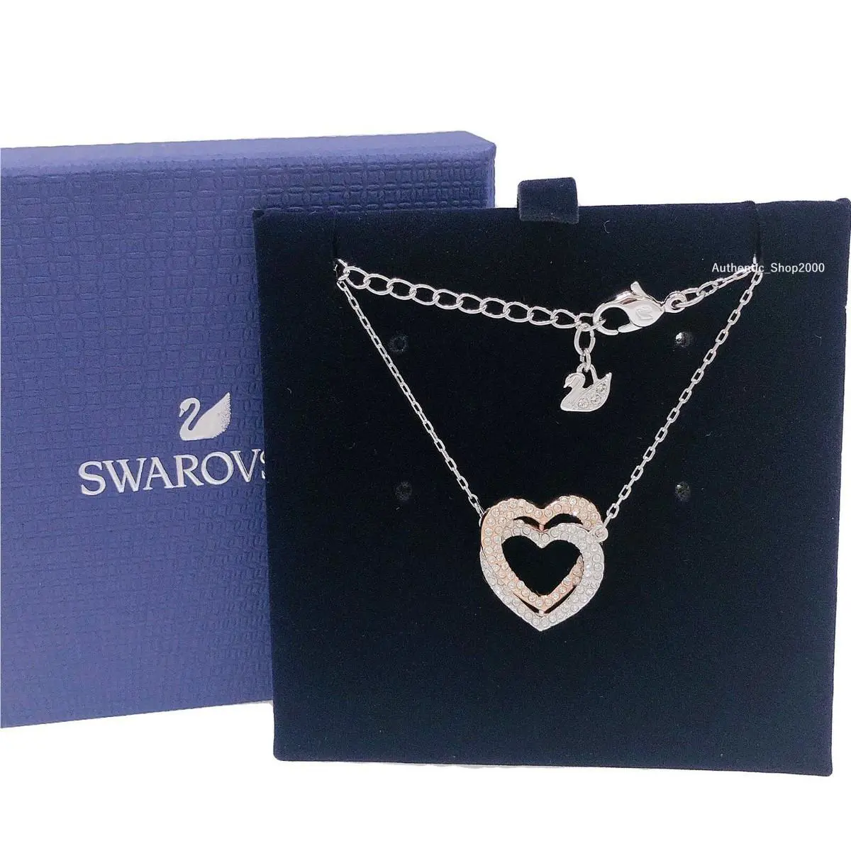 Swarovski Rose Gold Crystal Infinity Heart Pendant Necklace 5518868