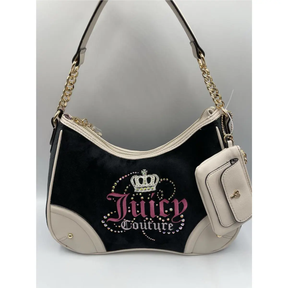 Juicy Couture Black Pink Shoulder Bag with Chain Straps