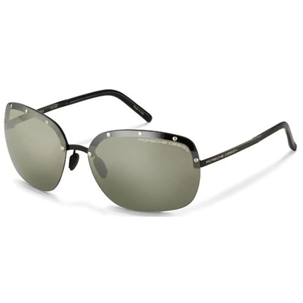 Porsche Design P8576-C Women`s Matte Black Metal Sunglasses Green Lens