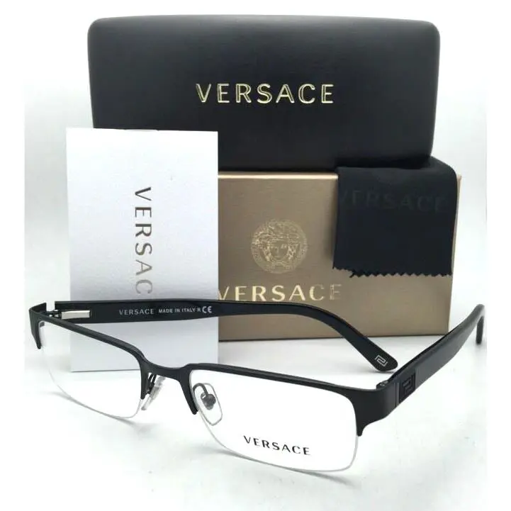 Versace Eyeglasses Mod. 1184 1261 53-18 140 Black Semi-rimless Frames W/case