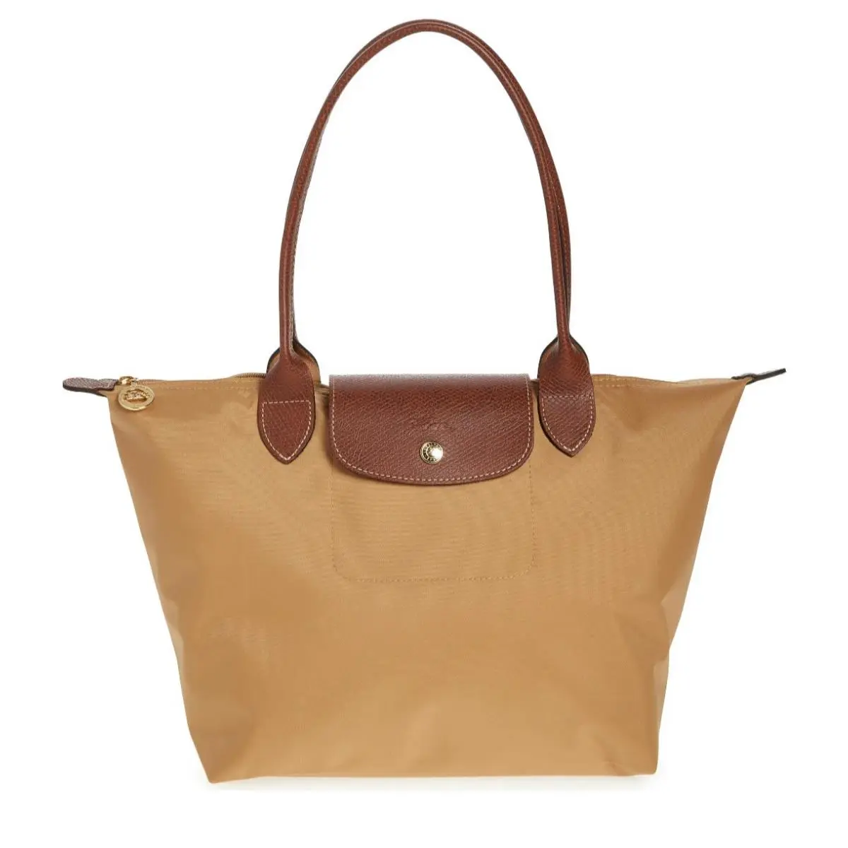 Longchamp Le Pliage Medium Shoulder Tote Fawn Beige Tan 2605089P86 Authntc