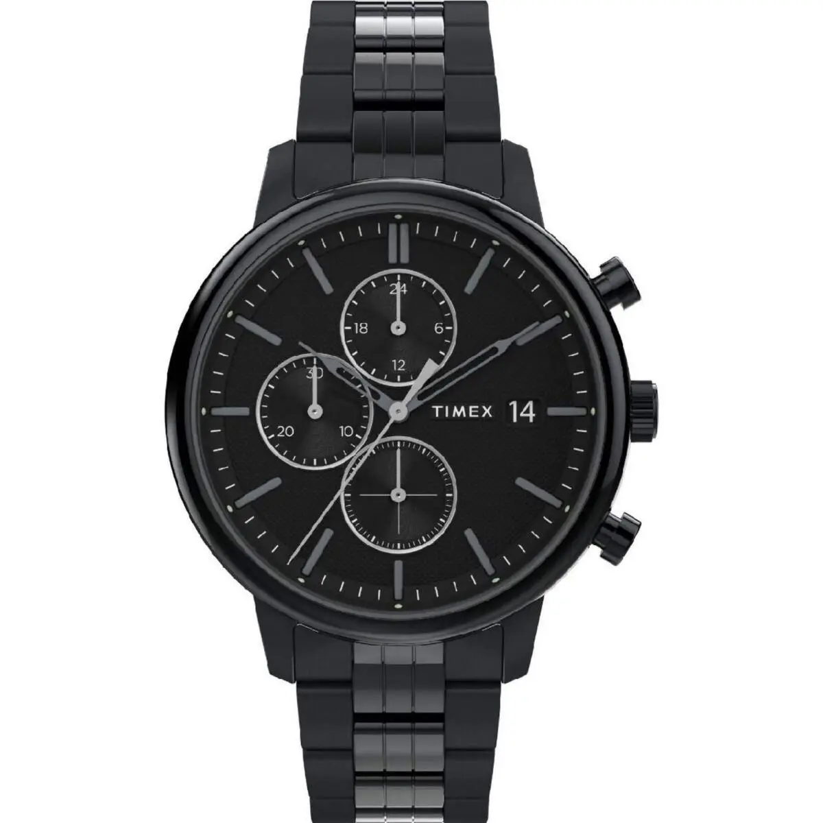Timex TW2W13400 Men`s Chicago Chronograph Quartz Black Dial Watch - Black, Dial: Black, Band: Black