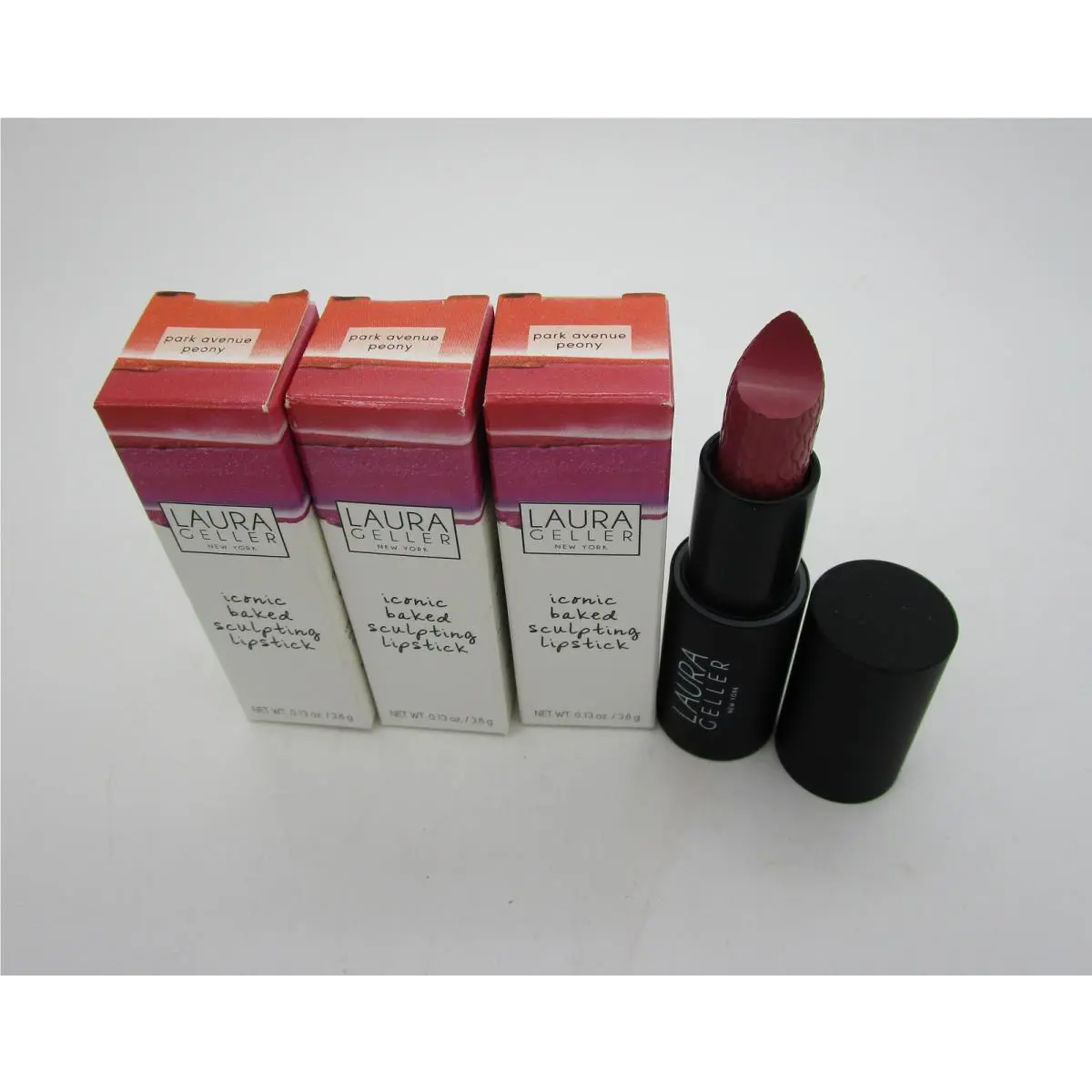 Laura Geller Iconic Baked Sculpting Lipstick Park Avenue Peony - Lot of 3