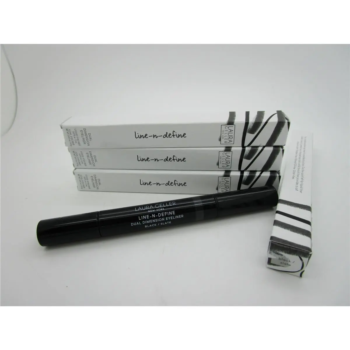 Laura Geller Line-n-define Dual Dimension Eyeliner Black / Slate- Lot of 4