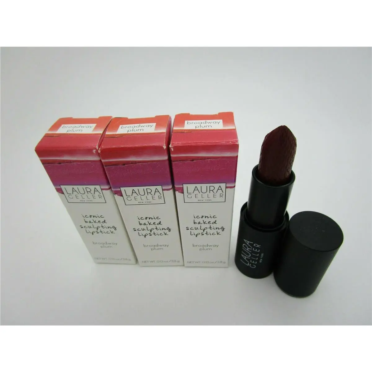 Laura Geller Iconic Baked Sculpting Lipstick Broadway Plum- Lot of 3