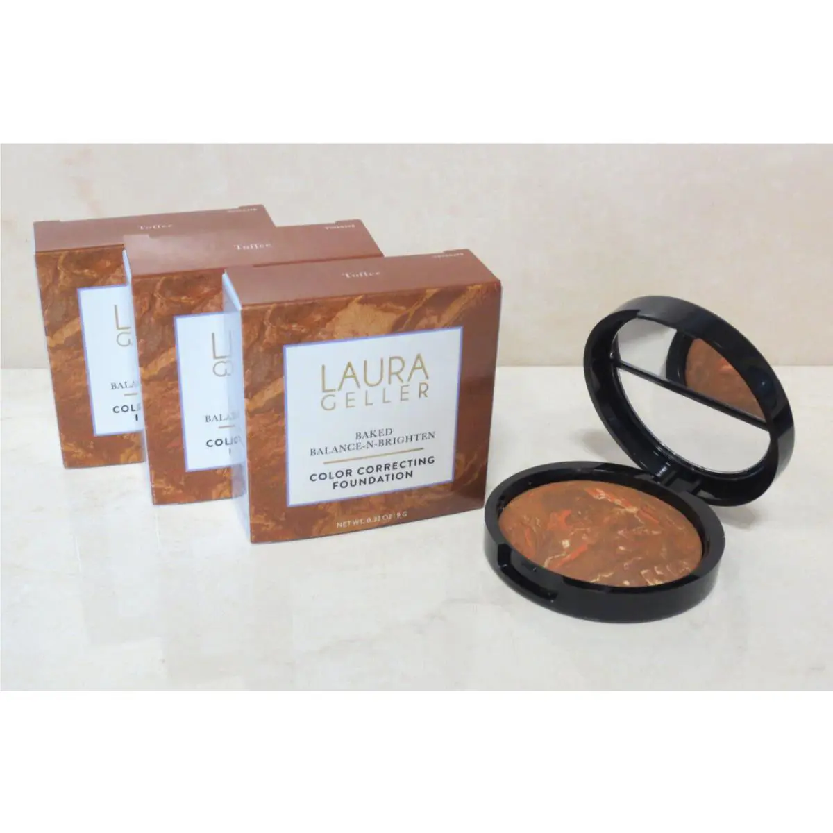 Laura Geller Baked Color Correcting Foundation - Toffee - 0.32 OZ Lot OF 3