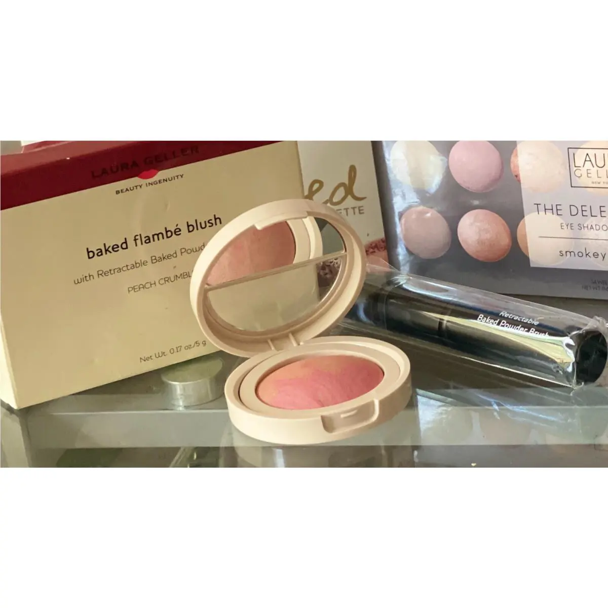 Laura Geller Baked Flambe Blush Peach Crumble w/ Retractable Brush