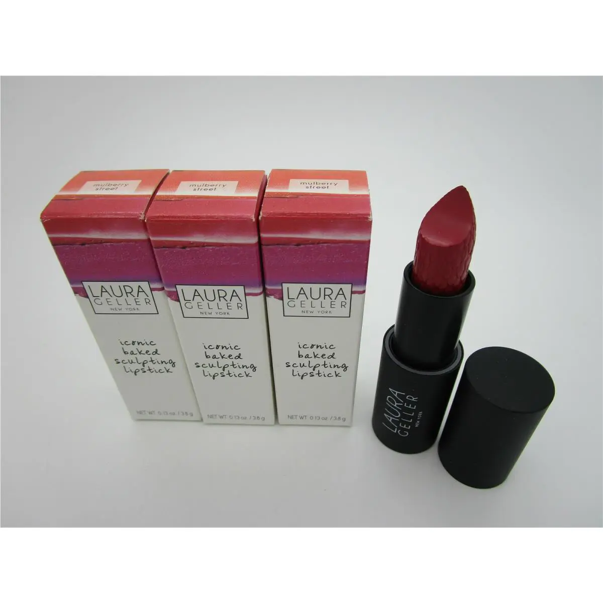 Laura Geller Iconic Baked Sculpting Lipstick Mulberry Street - Lot of 3