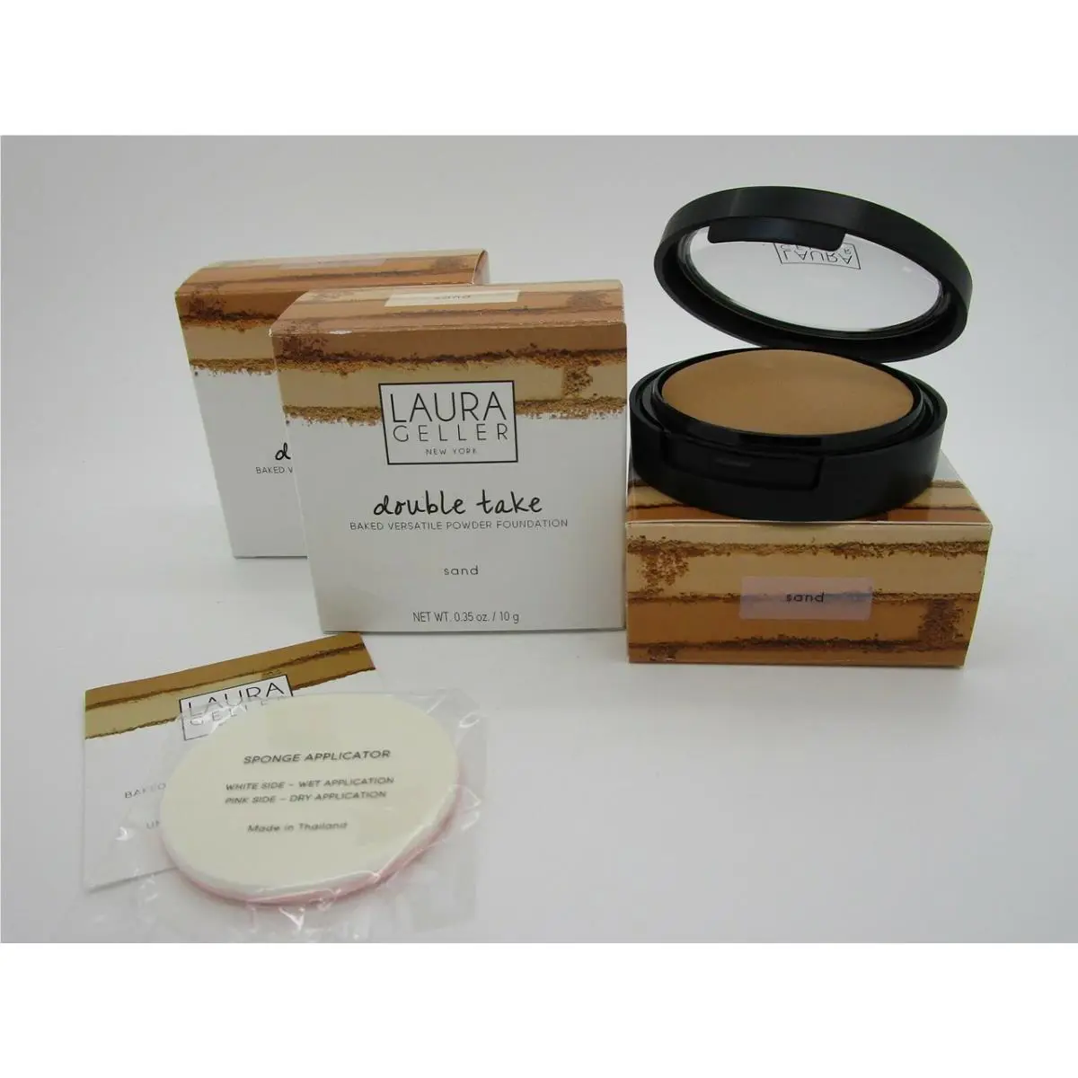 Laura Geller Double Take Baked Versatile Powder Foundation Sand - Lot of 3