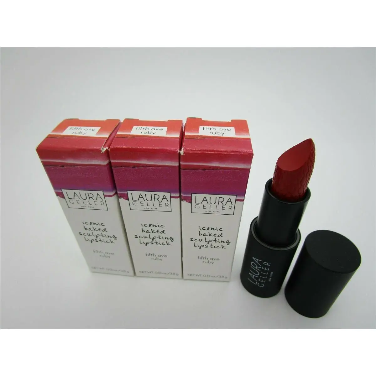 Laura Geller Iconic Baked Sculpting Lipstick Fifth Ave Ruby - Lot of 3