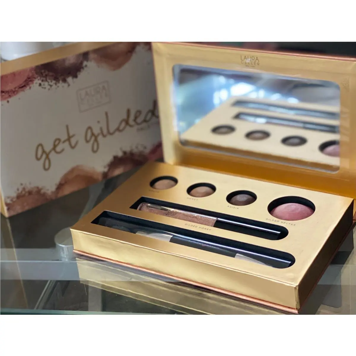 Laura Geller Get Gilded Palette For Eyes Face Lips Includes Brush