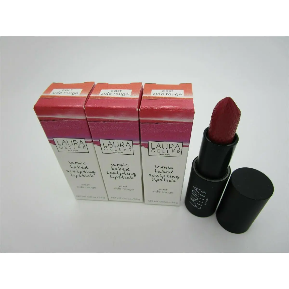 Laura Geller Iconic Baked Sculpting Lipstick East Side Rouge - Lot of 3