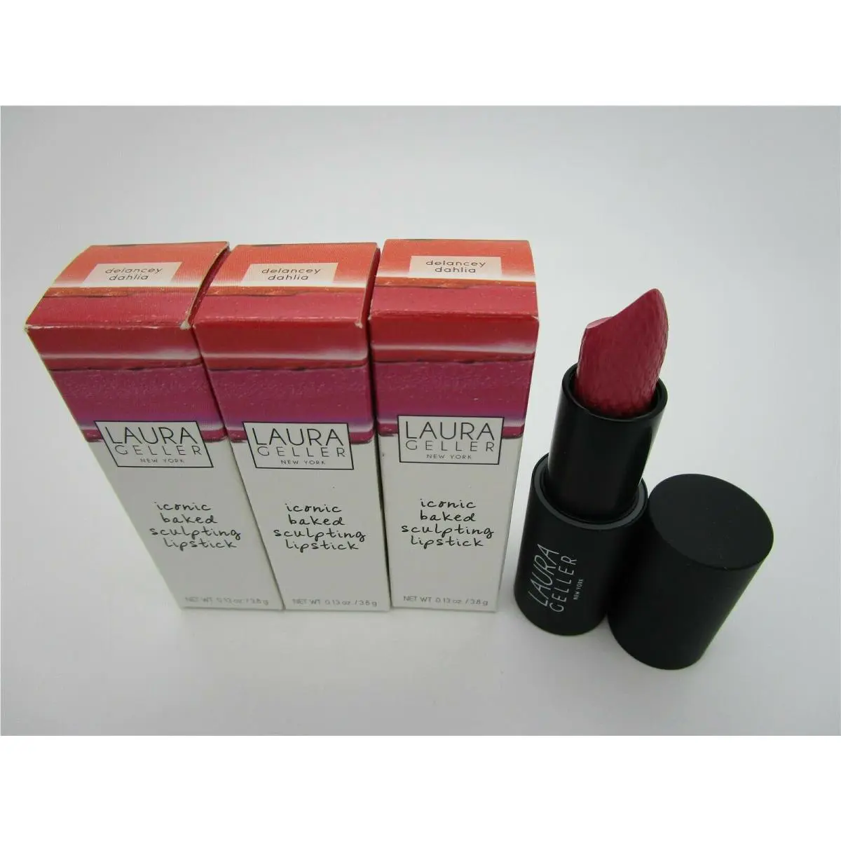 Laura Geller Iconic Baked Sculpting Lipstick Delancey Dahlia - Lot of 3