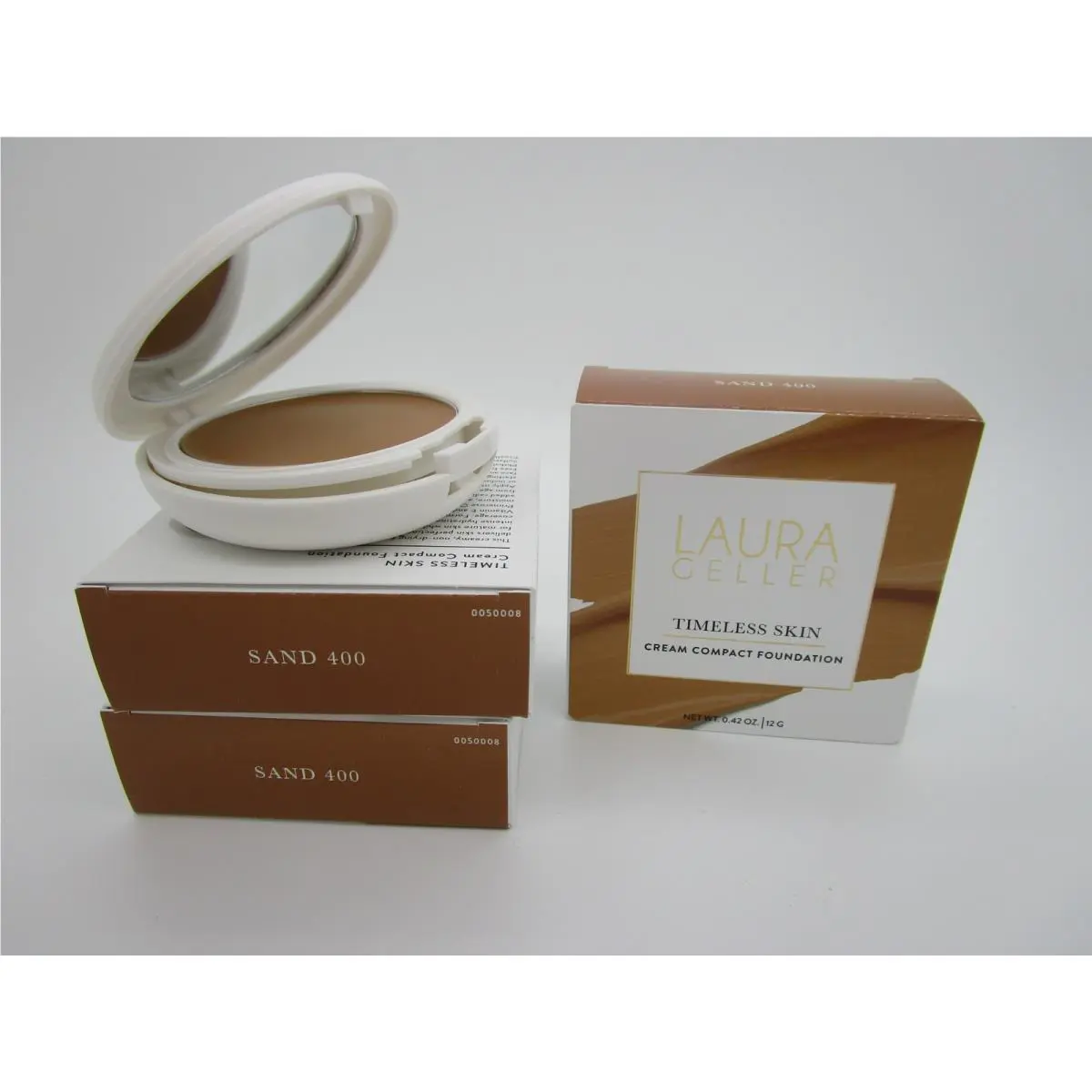Laura Geller Timeless Skin Cream Compact Foundation Sand 400 - Lot of 3