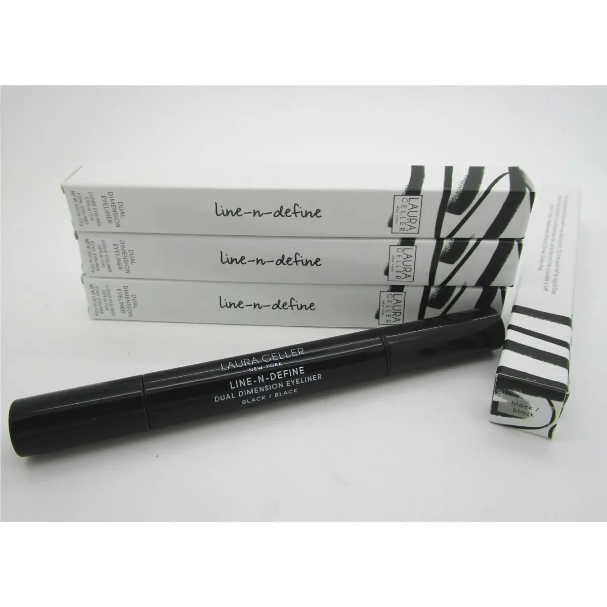 Laura Geller Line-n-define Dual Dimension Eyeliner Black / Black - Lot of 4