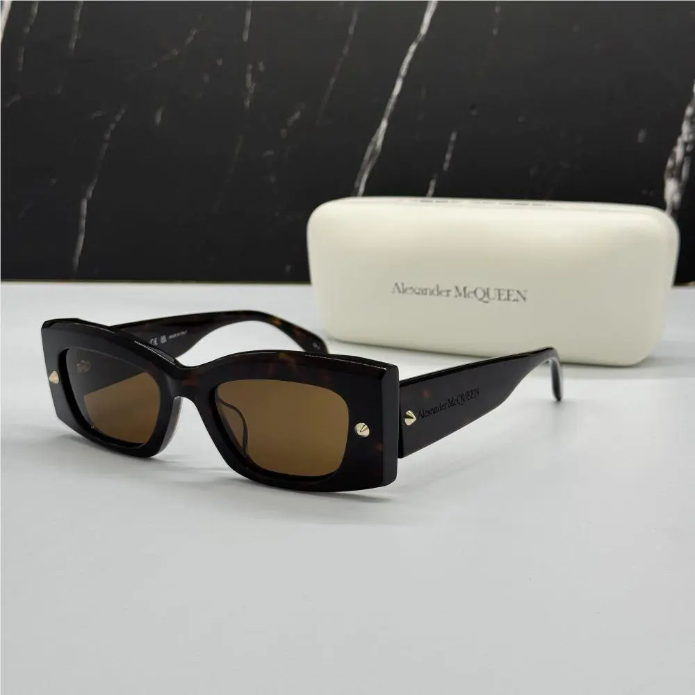 AM0426S 002 Alexander Mcqueen Havana Square Unisex Sunglasses