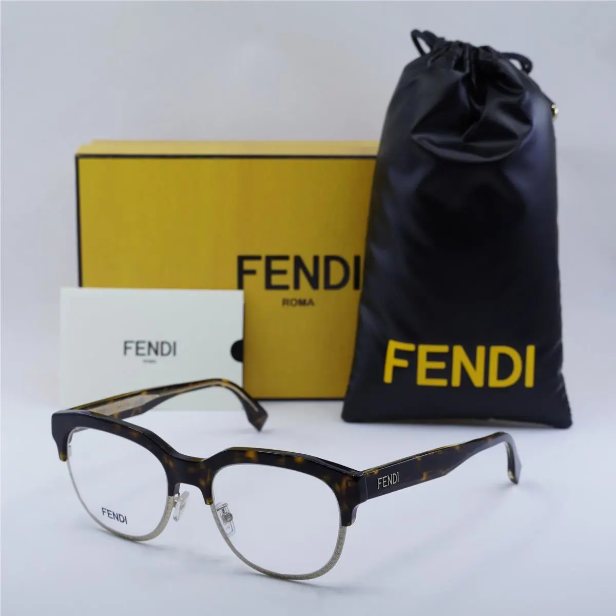 Fendi FE50068U 052 Shiny Havana/gold 52mm Eyeglasses