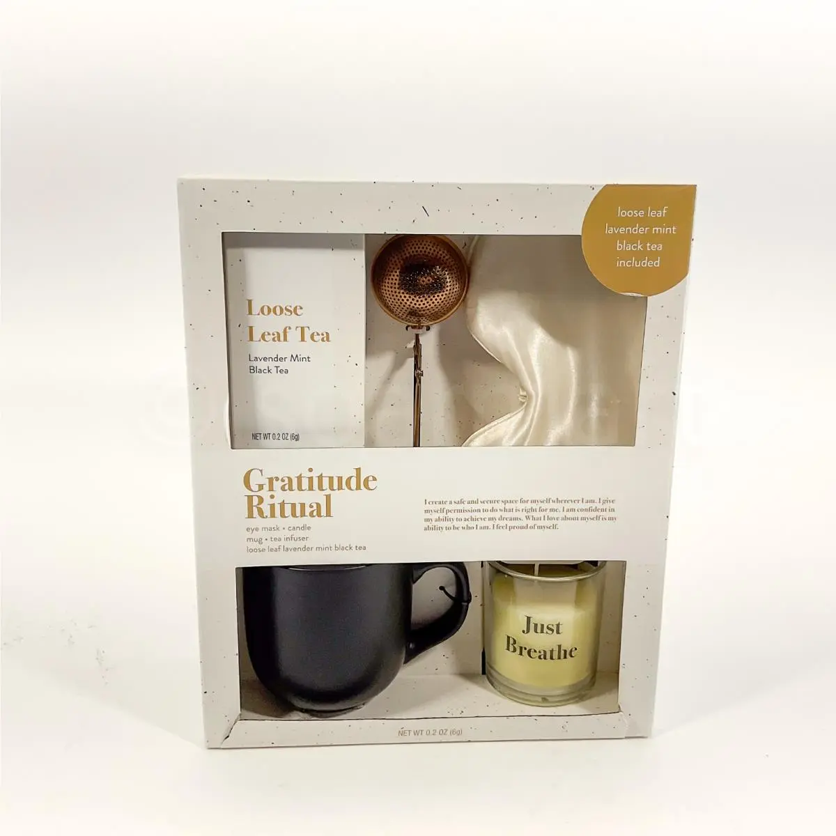 Tatcha Gratitude Ritual Eye Mask Candle Infuser Loose Lavender Mint Black Tea Gift Set