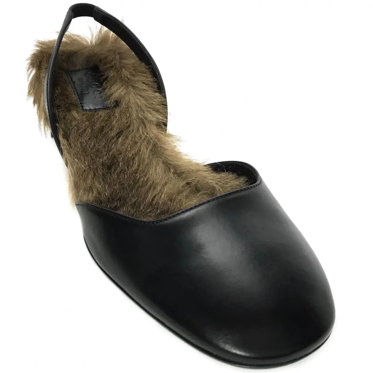 400079 Arielle Leather Fur Lined W/crystals Slingback Shoe 38.5/US8.5 by Gucci