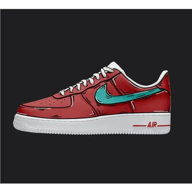 Nike Air Force 1 Custom White Shoes `red Teal Blue Cartoon` Mens Womens Kids