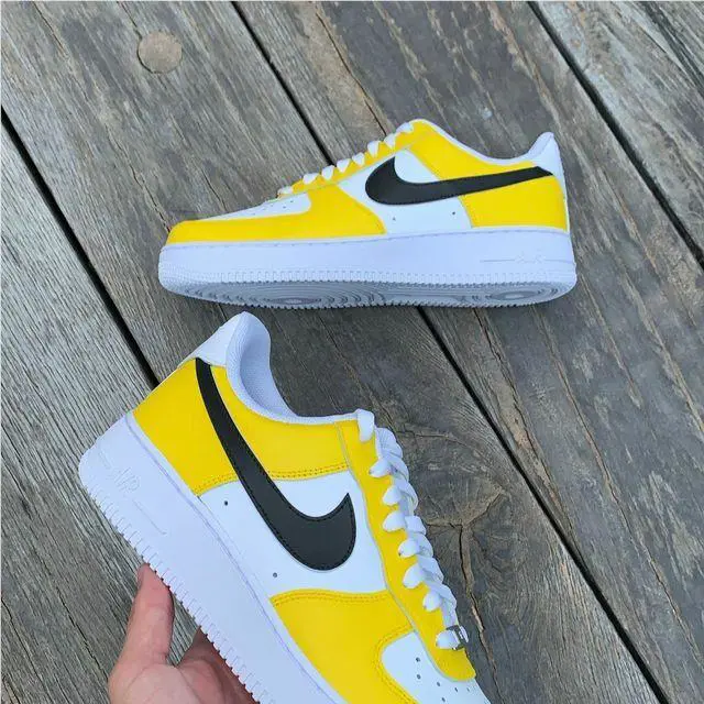 Nike shoes - Nike Air Force 1 - Air Force - DD8959-100 - White, Two Tone: Black ⚫ Yellow 🟡 White 23