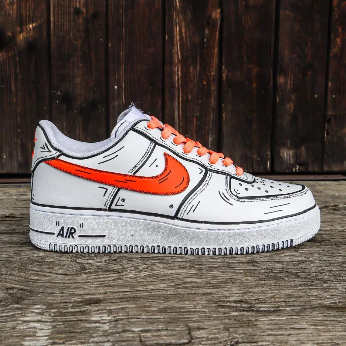 Nike shoes - Nike Air Force 1 - Air Force - DD8959-100 - White, Two Tone: Cartoon Orange Laces Design 2