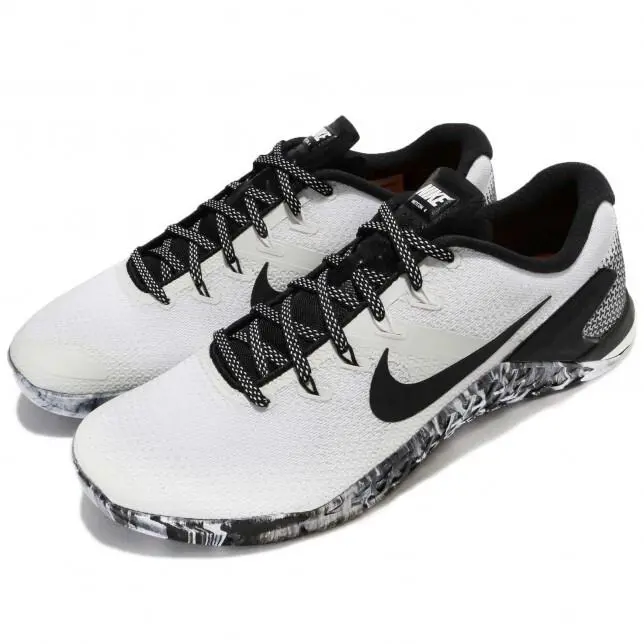 Men`s Nike Metcon 4 White Black Athletic Sneakers AH7453 101 - gray