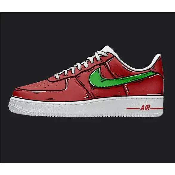 Nike Air Force 1 Custom White Shoes `red Green Cartoon` Mens Womens Kids