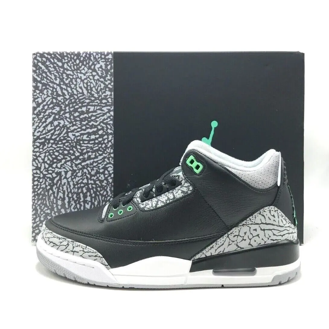 Men Nike Air Jordan 3 Retro Black/green-grey CT8532 031 Sz 8.0 - 13.0