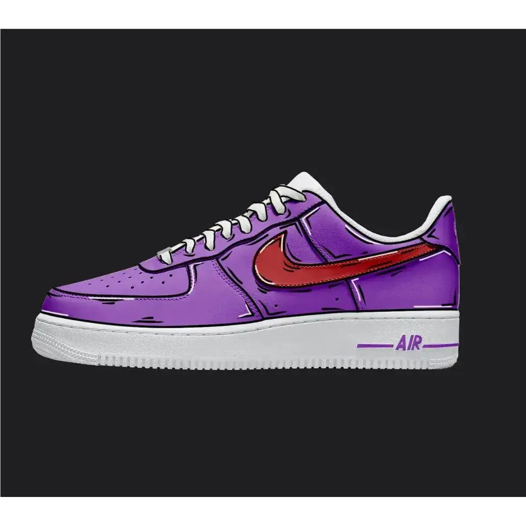 Nike Air Force 1 Custom White Shoes Grape Purple Red Swoosh Cartoon Mens Womens