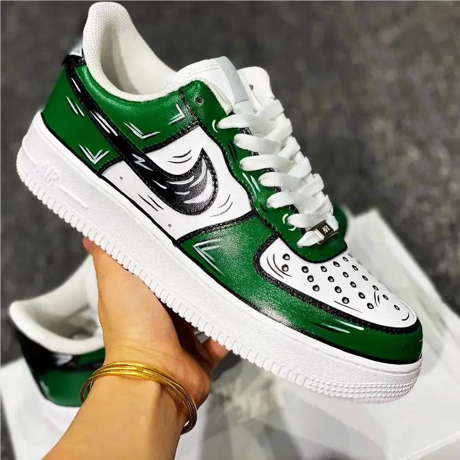 Nike shoes - Nike Air Force 1 - Air Force - DD8959-100 - White, Two Tone: Cartoon Green Shoes White Black Outline 3