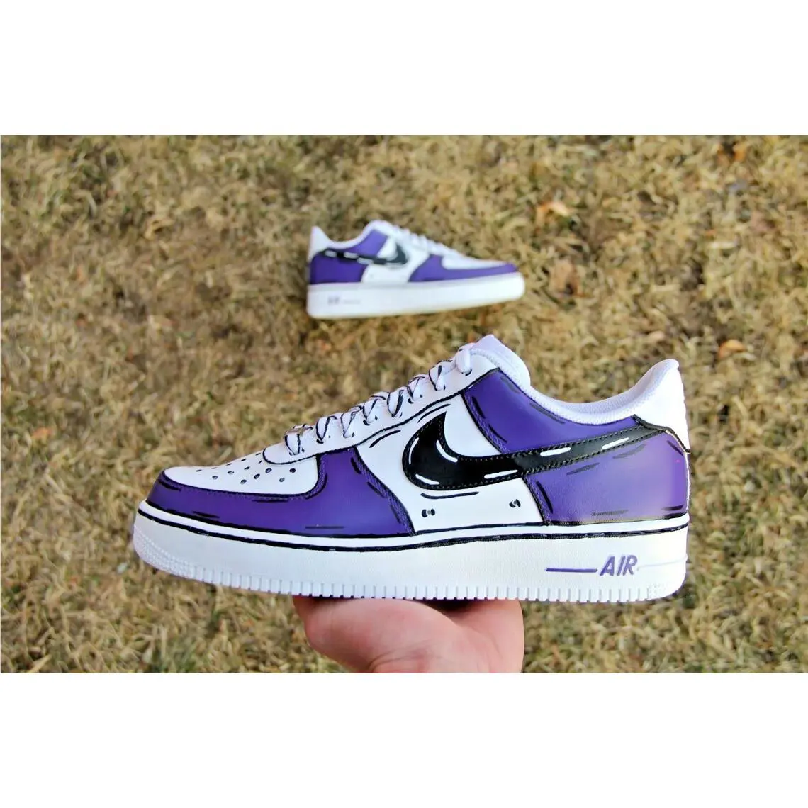 Nike shoes - Nike Air Force 1 - Air Force - DD8959-100 - White, Two Tone: Cartoon Purple Shoes White Black Outline 0